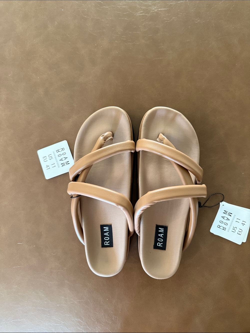 ROAM Women's Tan Double-Strap Slide Sandals